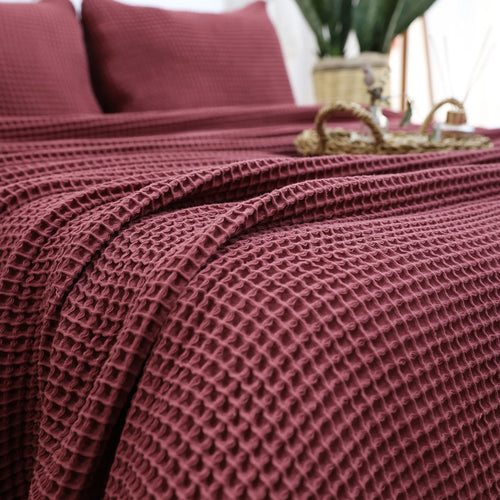 Cherry Waffle Cotton Blanket